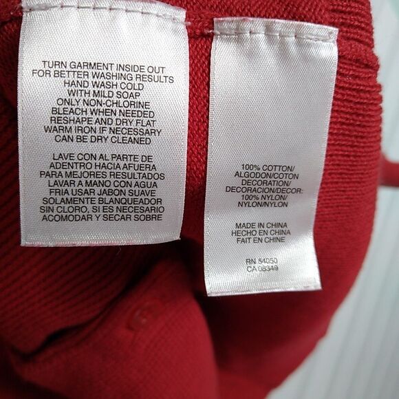 JONES NEW YORK SPORT Red Cardigan Sweater Women’s Sz XL Ribbon Appliqué Holiday - Picture 5 of 6
